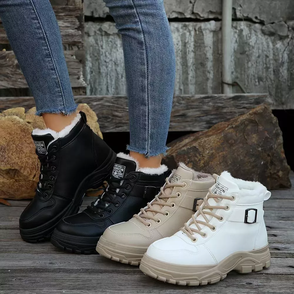 Lace-Up Ankle Boots with Buckle Detail, image 2