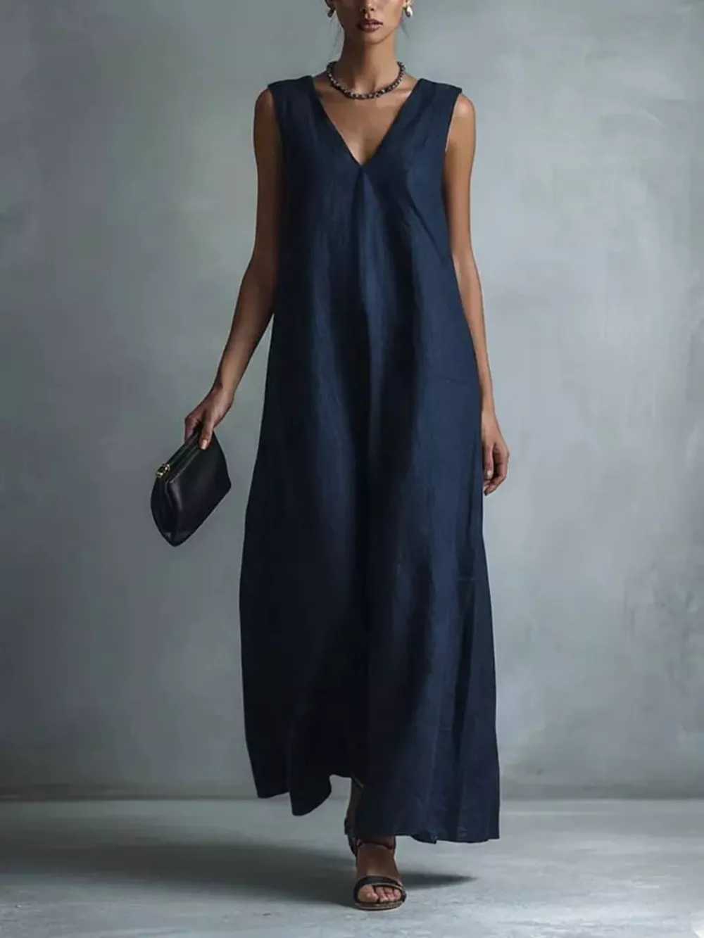 Full Size V-Neck Sleeveless Maxi Dress Plus Size, image 7