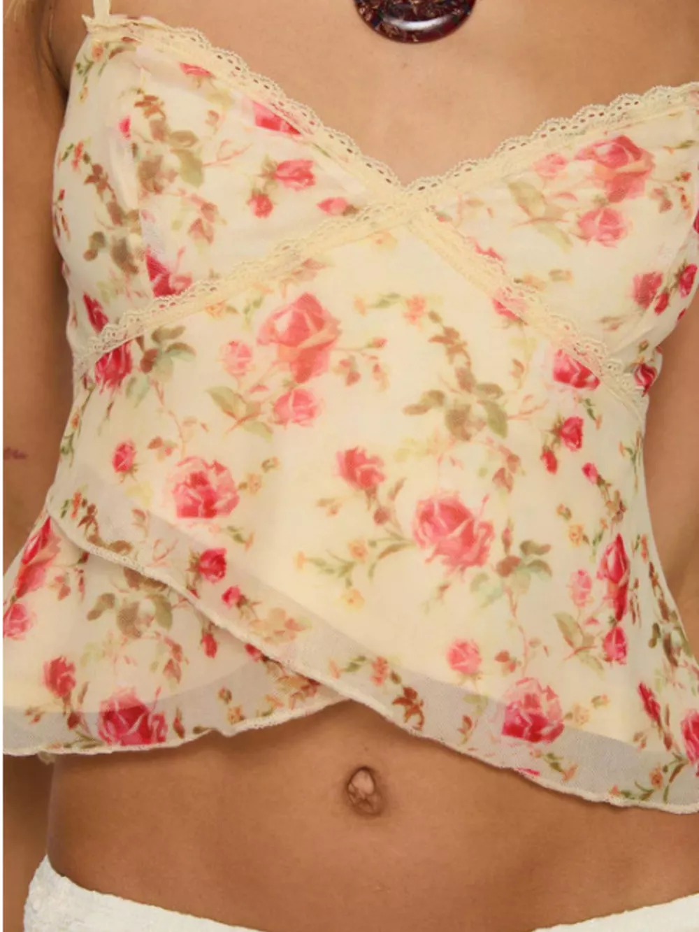 Floral Print Lace Trim Cami, image 6