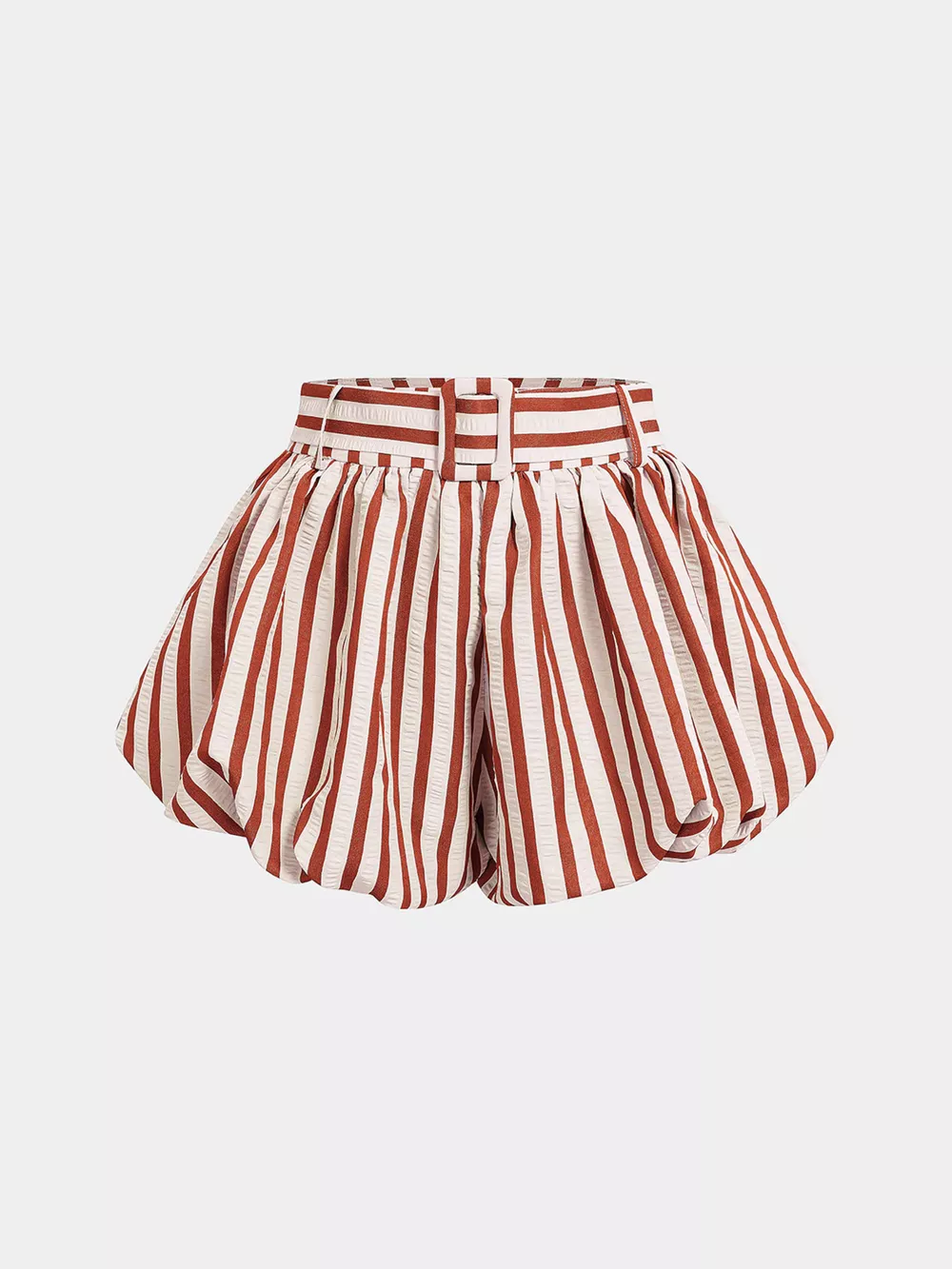 High-Waisted Striped Bubble Shorts, image 2