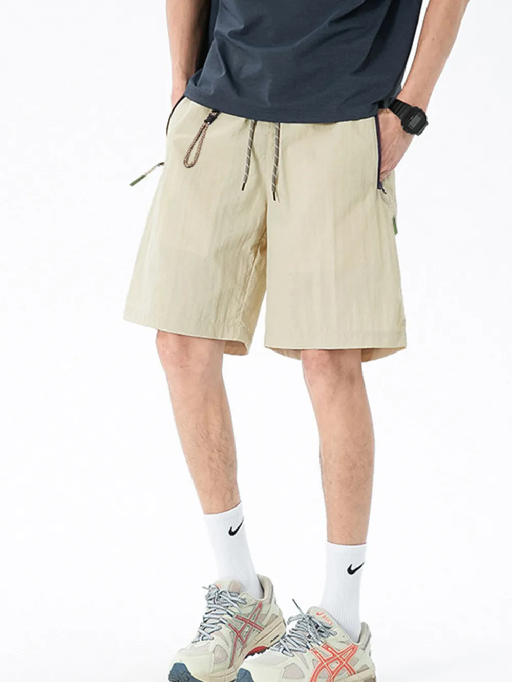 Men's Lightweight Drawstring Shorts with Zipper Pockets, image 17