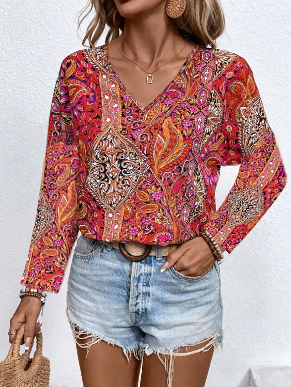 Paisley Print Long Sleeve Blouse, image 9