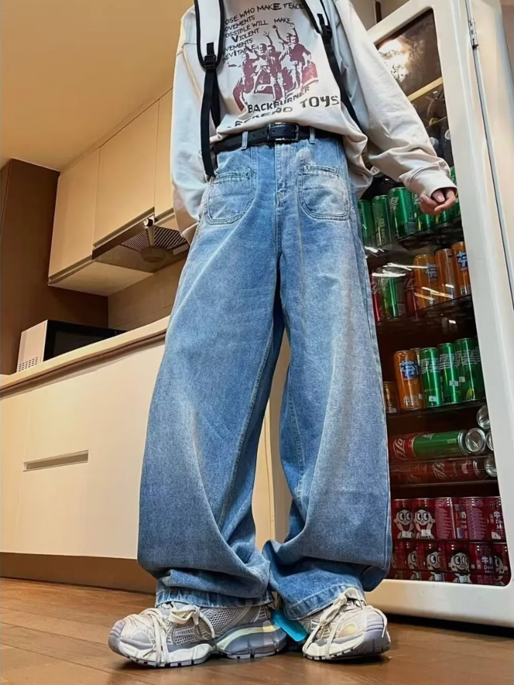 Men's Full Size Wide Leg Washed Jeans Plus Size, image 3