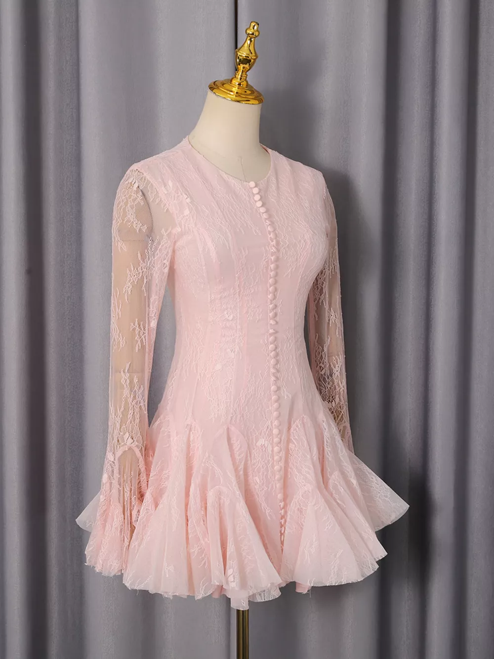 Lace Flare Sleeve Mini Dress, image 3