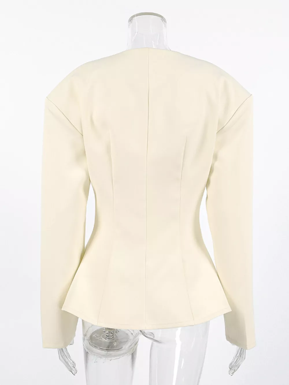 V-Neck Button-Up Blazer with Structured Shoulders, image 10