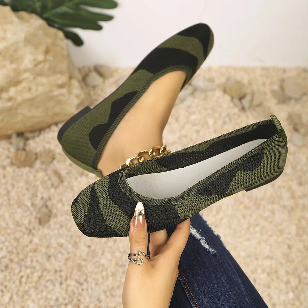 Camouflage Mesh Knit Flat Loafers, image 2
