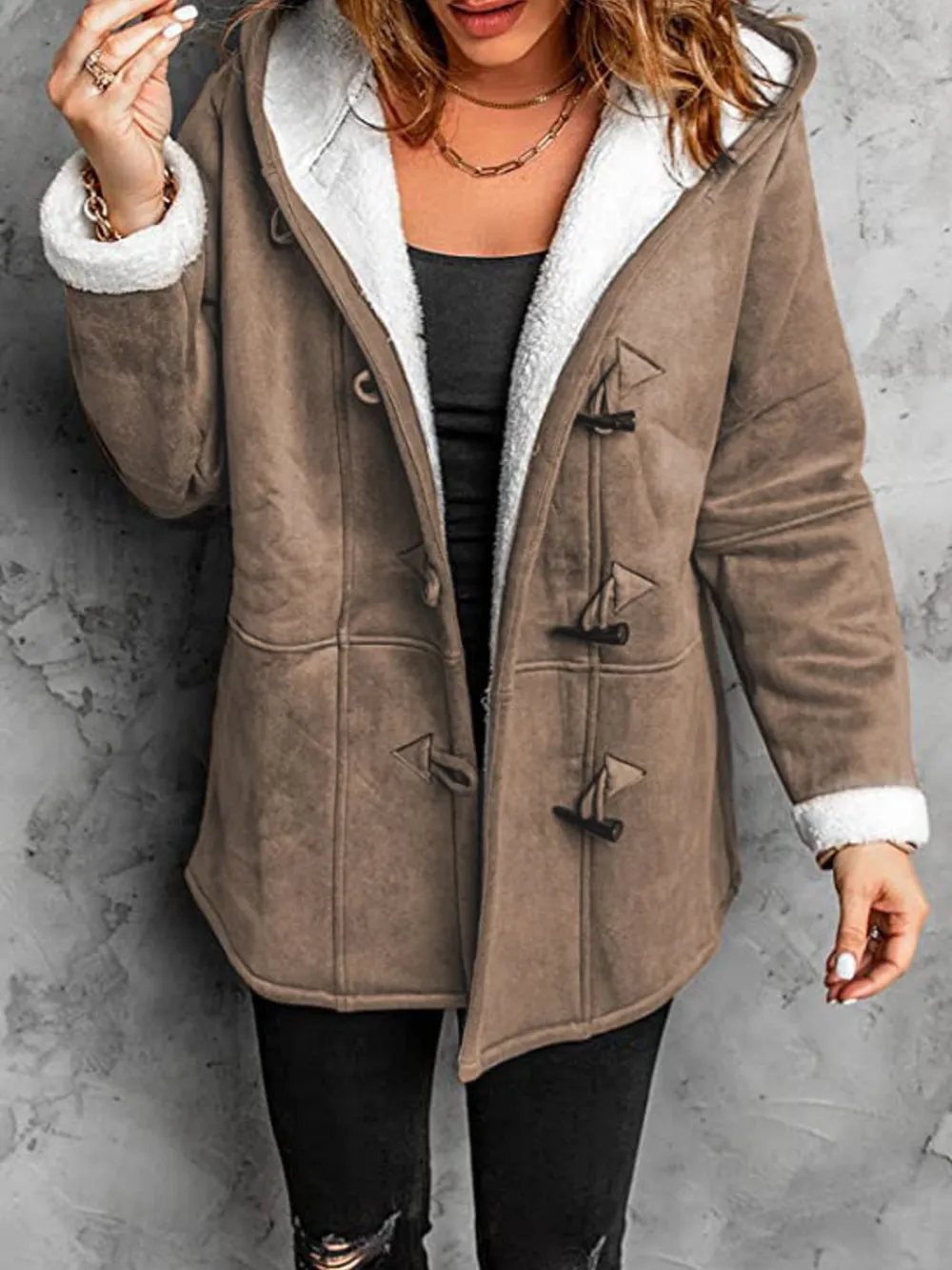 Full Size Cozy Sherpa Lined Toggle Coat with Hood Plus Size, image 19