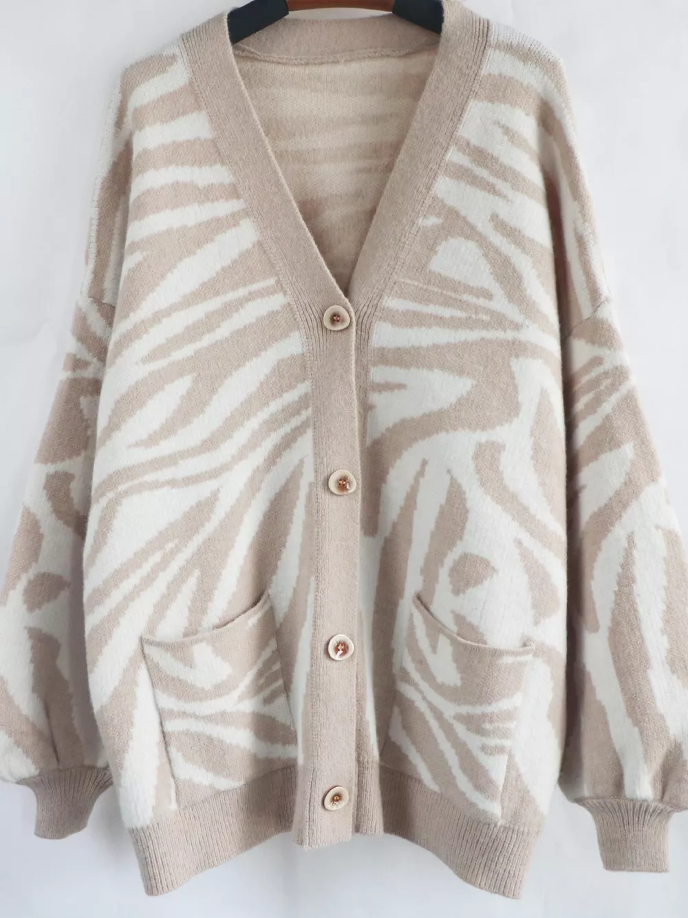 Zebra Print Button Up Cardigan, image 4