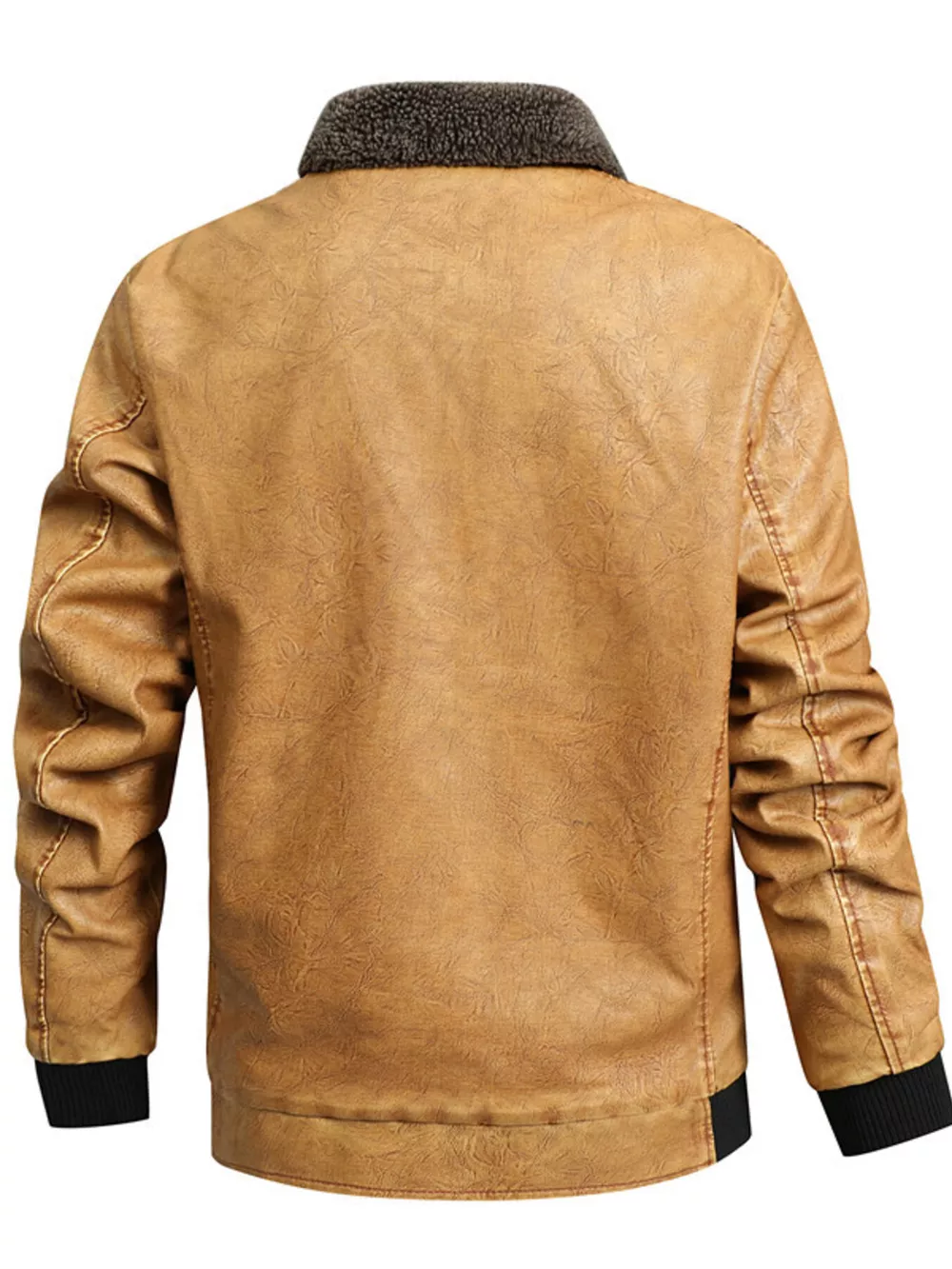 Men's Full Size Faux Leather Sherpa Collar Jacket Plus Size, image 3