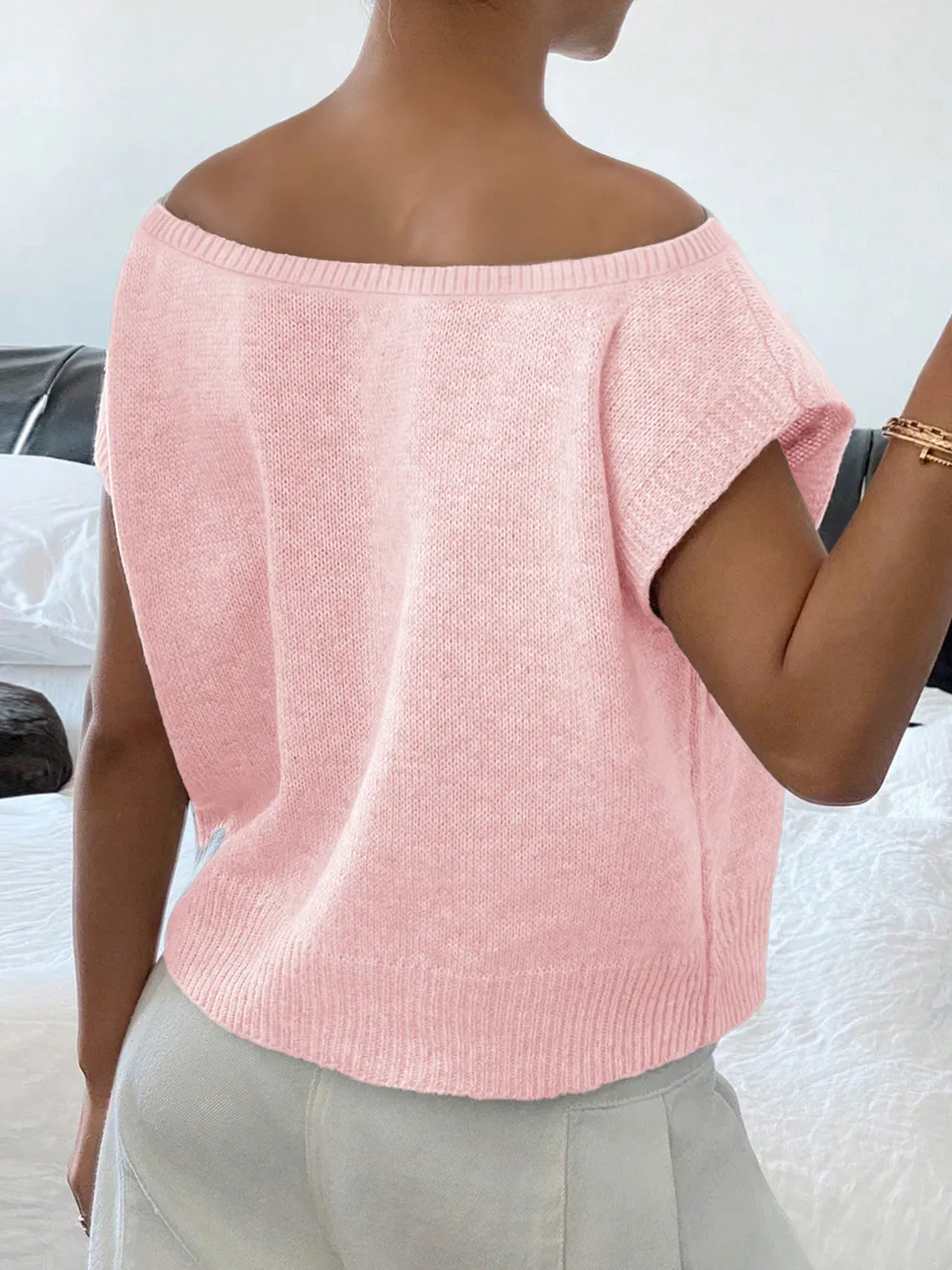 Ribbed Hem Boat Neck Sweater, image 9