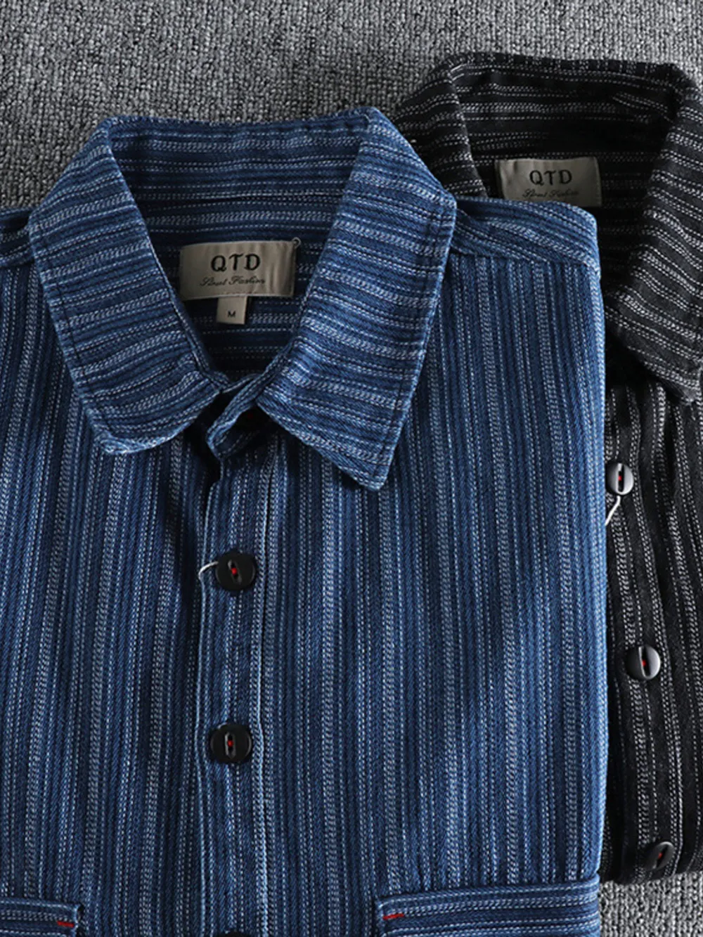 Men's Striped Button Down Denim Shirt, image 9