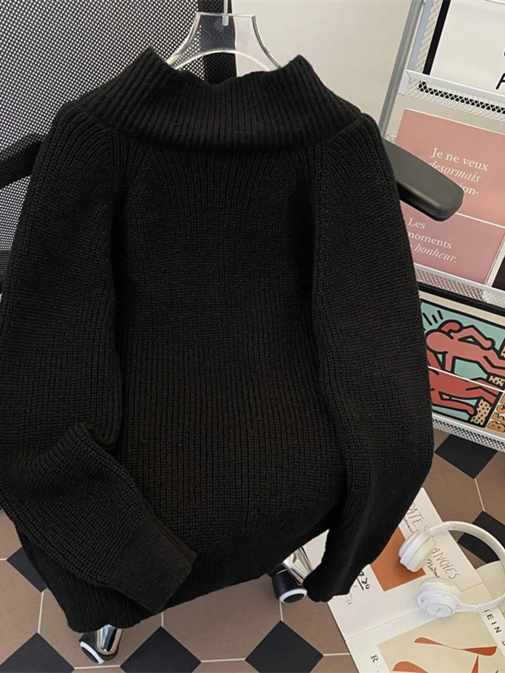 Men's Plus Size Zip-Up Ribbed Cardigan, image 4