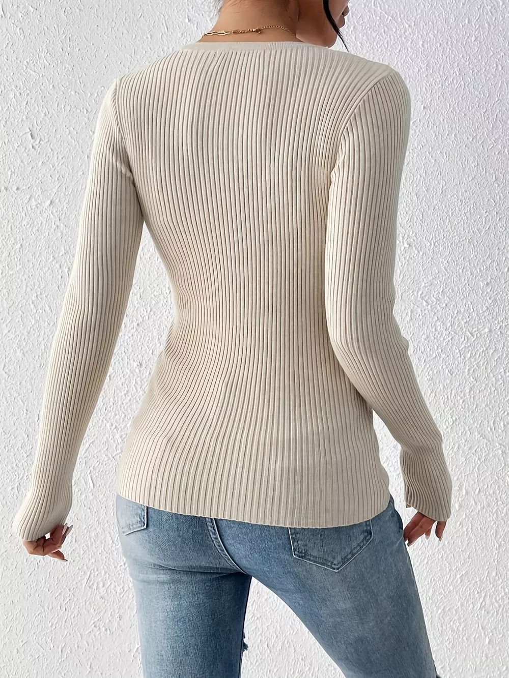 Ribbed Knit Button Front Knit Top, image 12