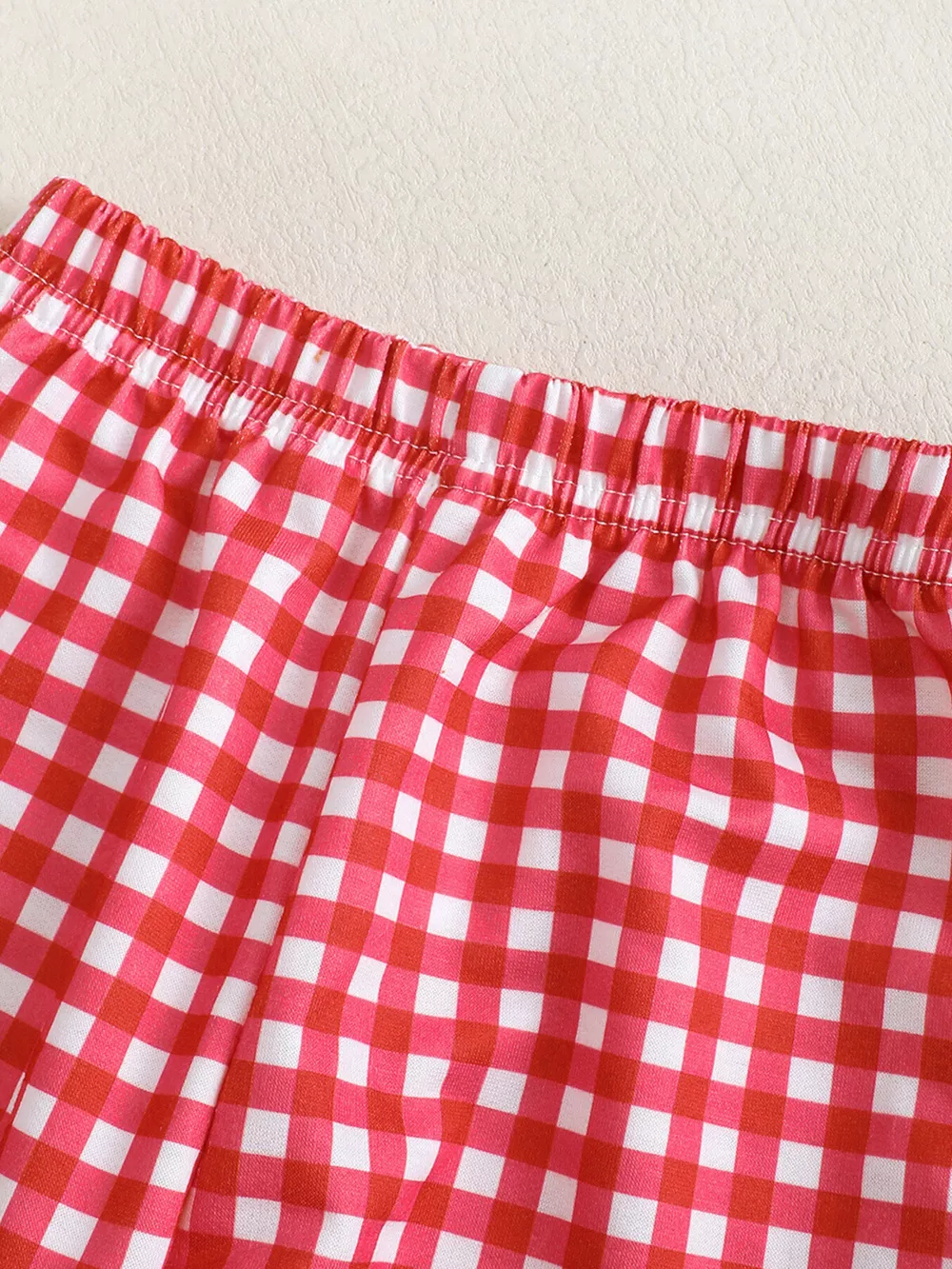 Children's Embroidered Sweatshirt and Gingham Pants Set, image 5