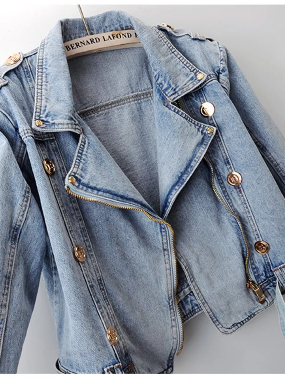 Asymmetrical Zip Denim Jacket, image 8