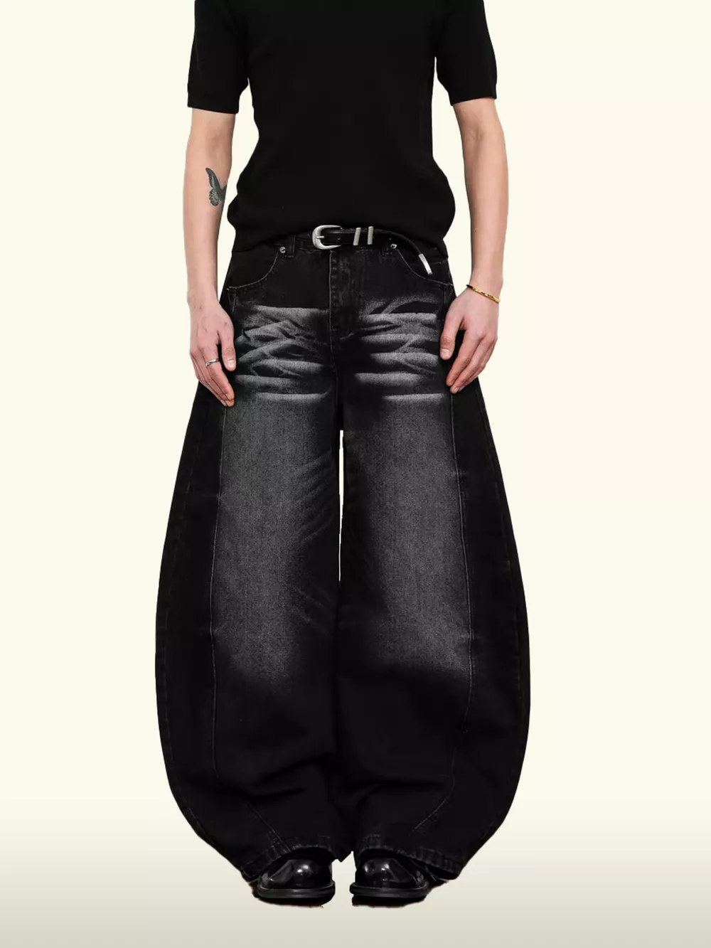 Men's Washed Wide Leg Jeans