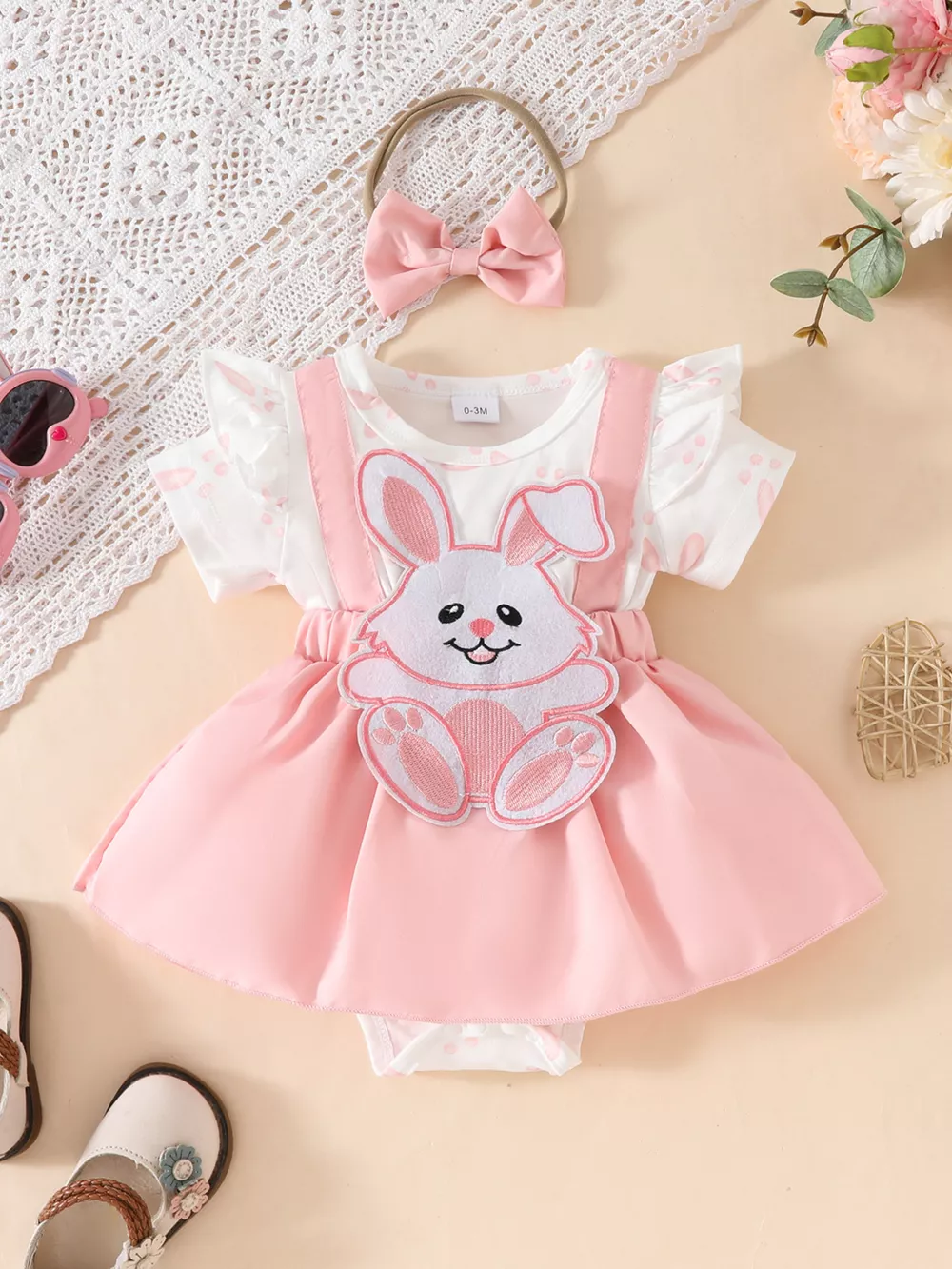 Children's Bunny Applique Dress & Headband Set, image 2