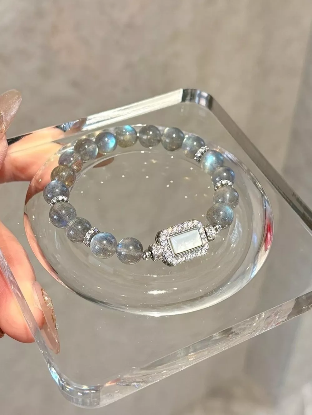 Moonstone Bead Geometric Bracelet, image 2