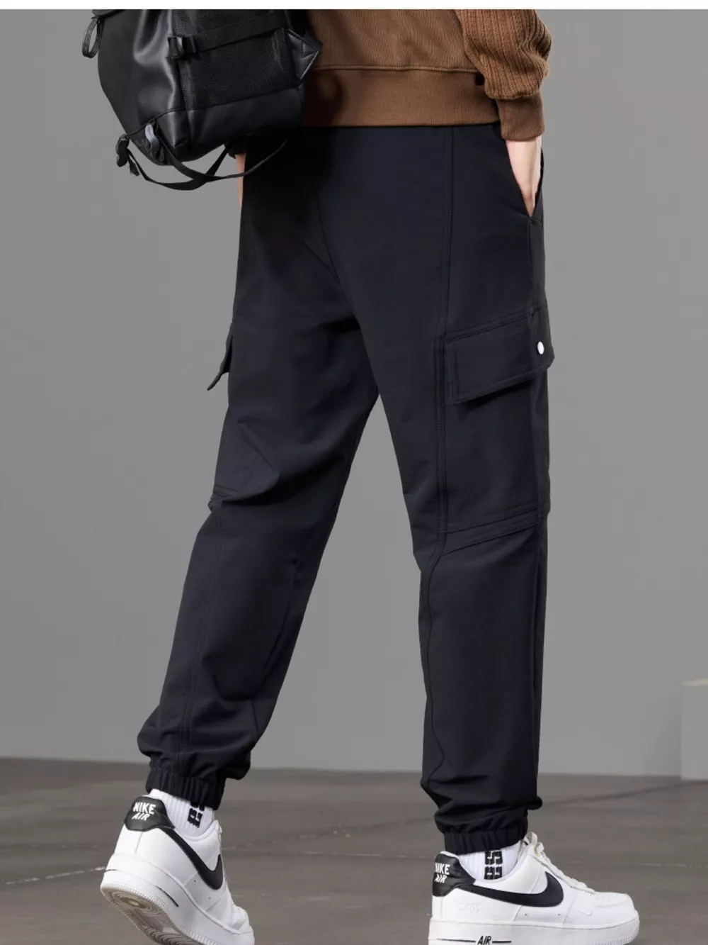 Men's Casual Cargo Pants with Drawstring Waist, image 7