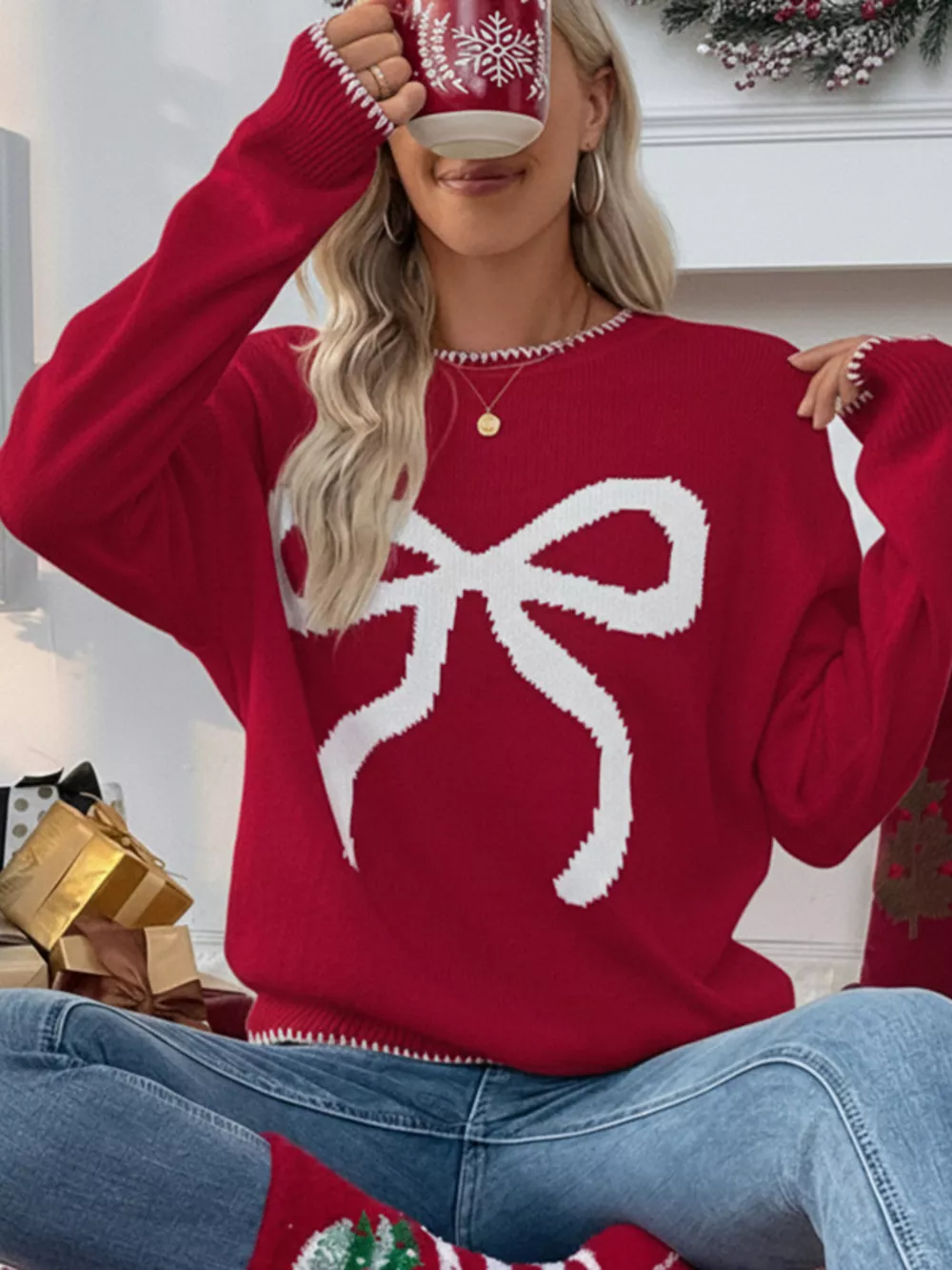 Bow Round Neck Sweater, image 9