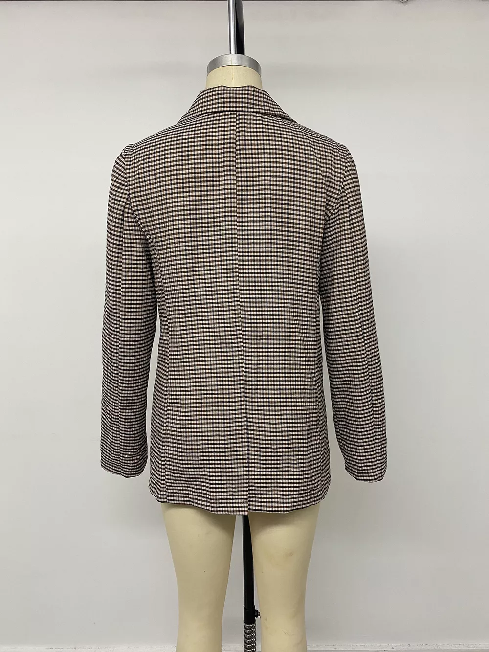 Plaid Lapel Collar Double-Breasted Blazer, image 13