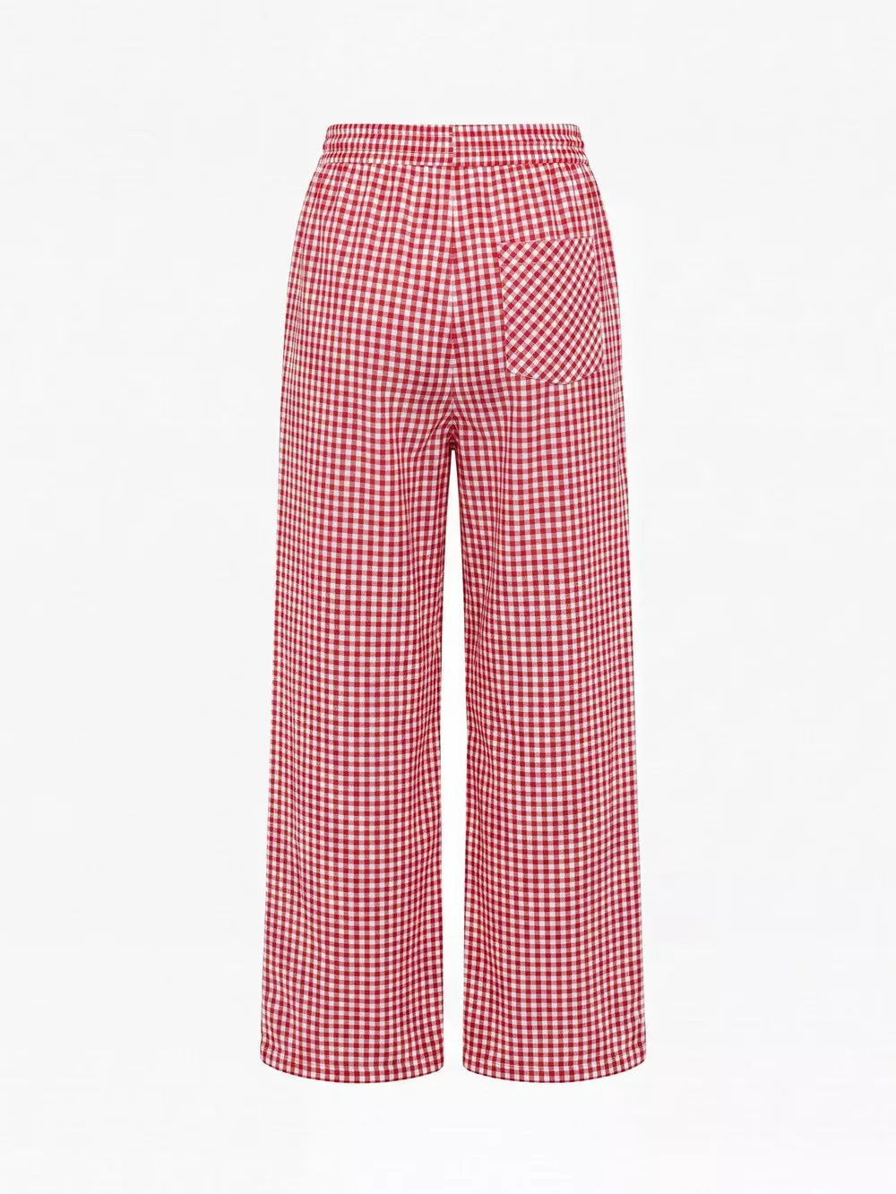 High-Waisted Gingham Wide-Leg Drawstring Pants, image 4