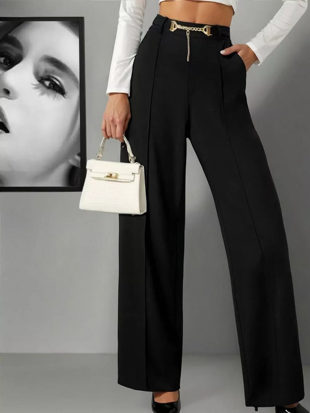 Wide-Leg High Waist Pants, image 3