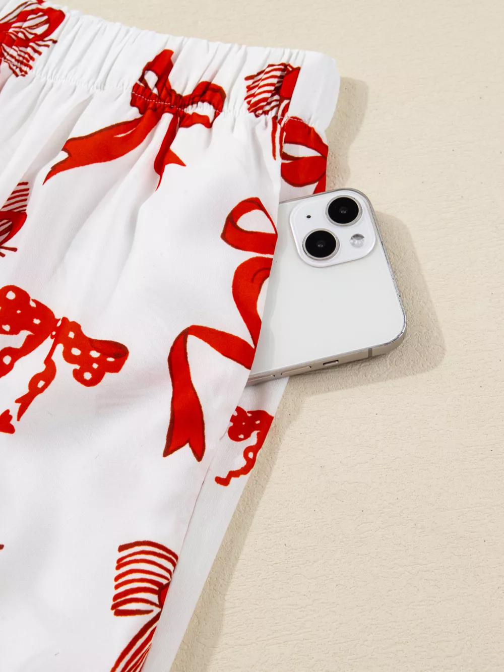 Christmas Bow Print Top and Pants 2pcs Pajama Set, image 8