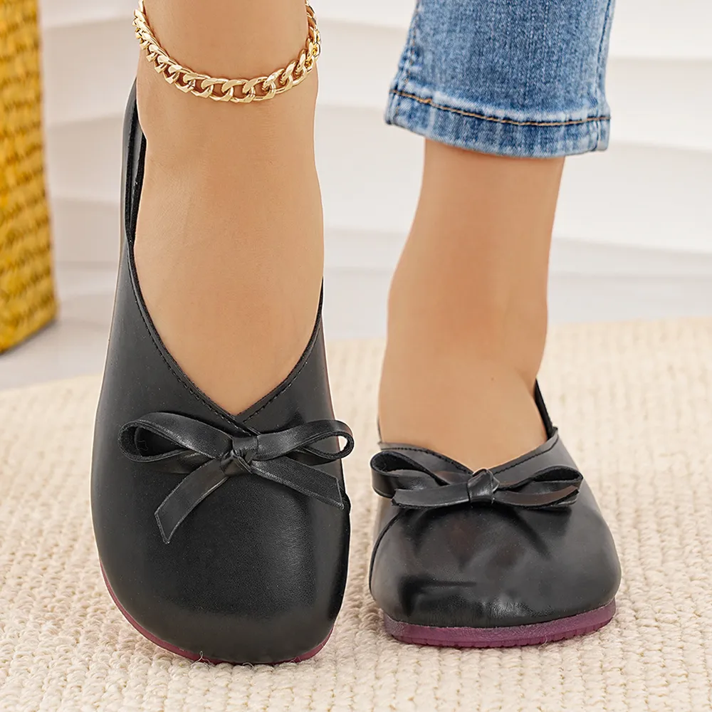 Bow Round Toe Flats Slip-Ons, image 7