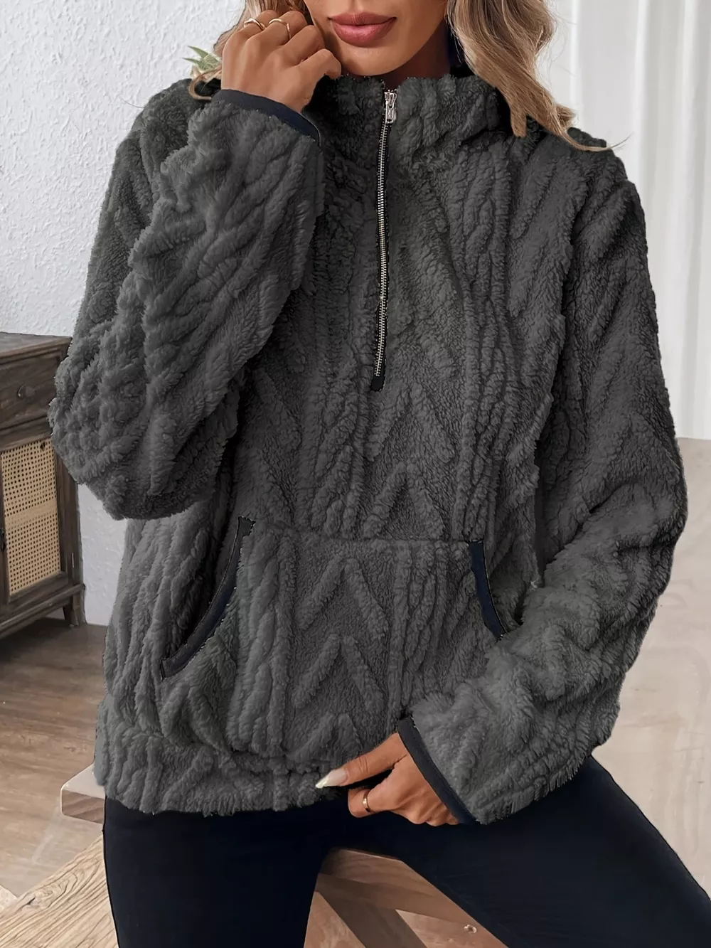 Cozy Sherpa Half Zip Sweatshirt, image 30