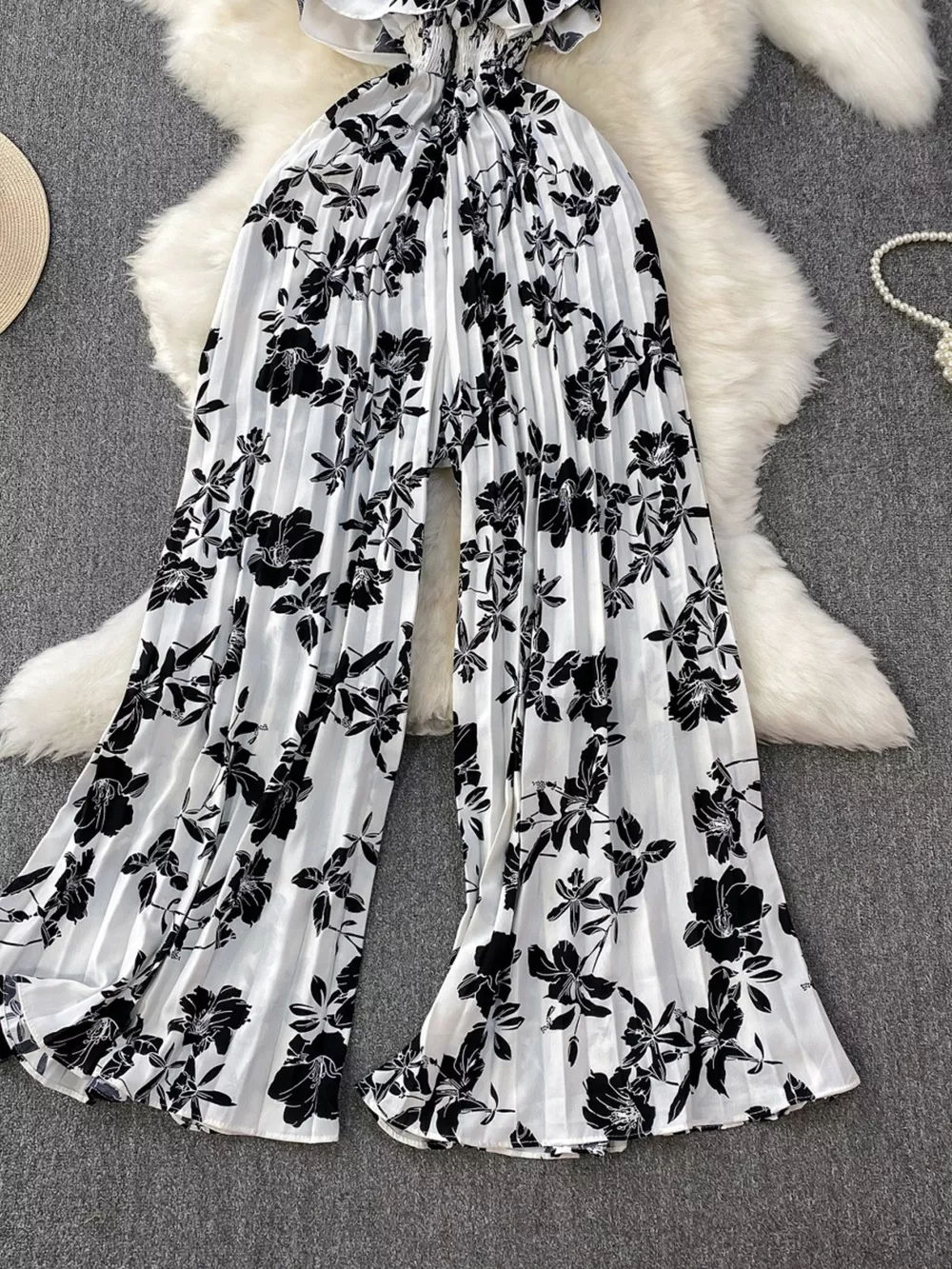 Floral Print Wide Leg Pleated Jumpsuit, image 15