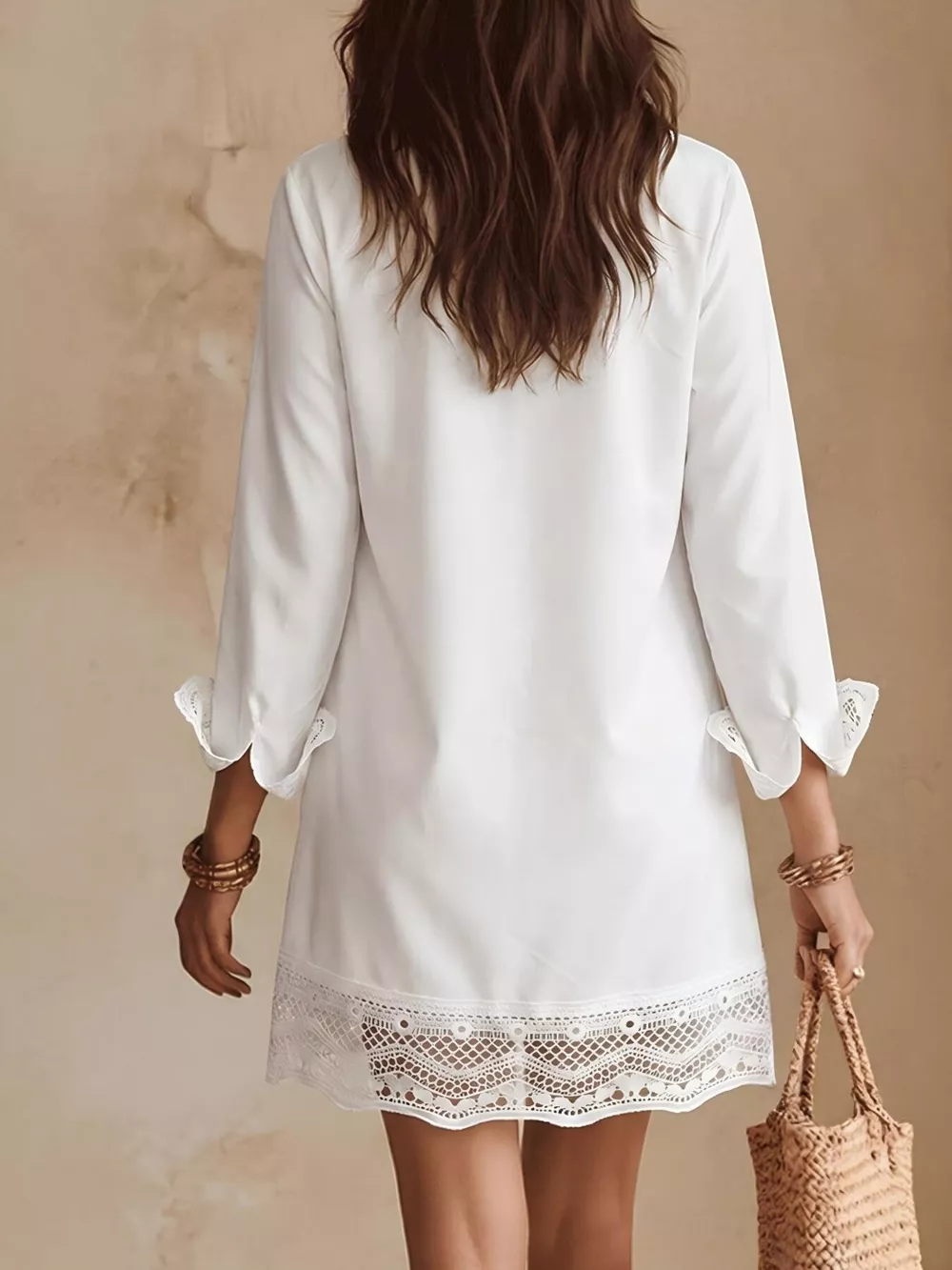 Button-Down Shirt Dress with Lace Trim, image 11