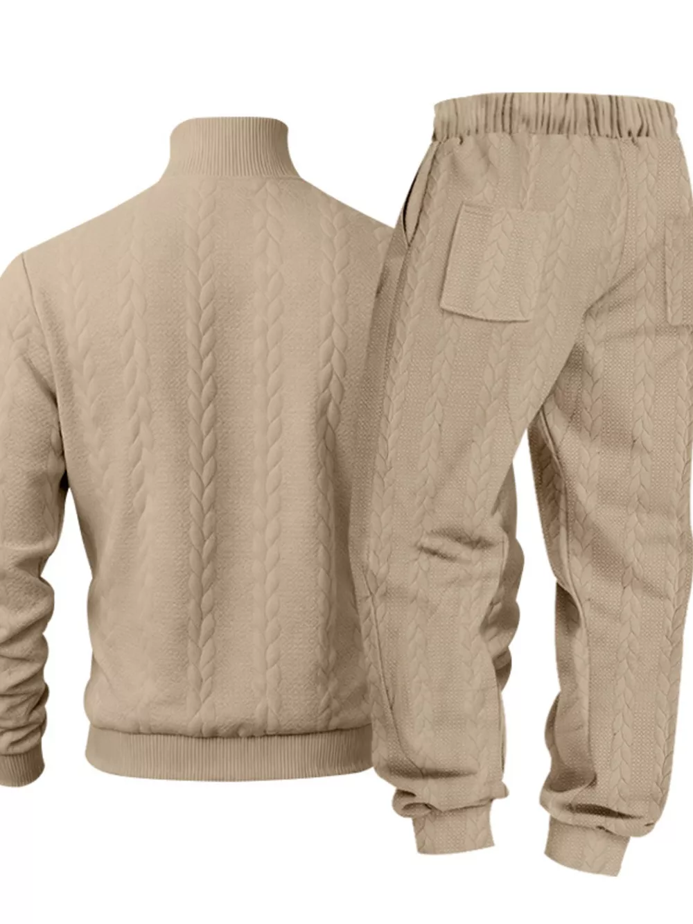 Men's Full Size Cable Knit Mock Neck Sweater and Joggers Set Plus Size, image 15