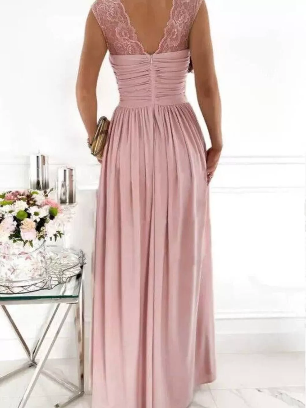 High Slit Lace Detail Maxi Dress, image 9