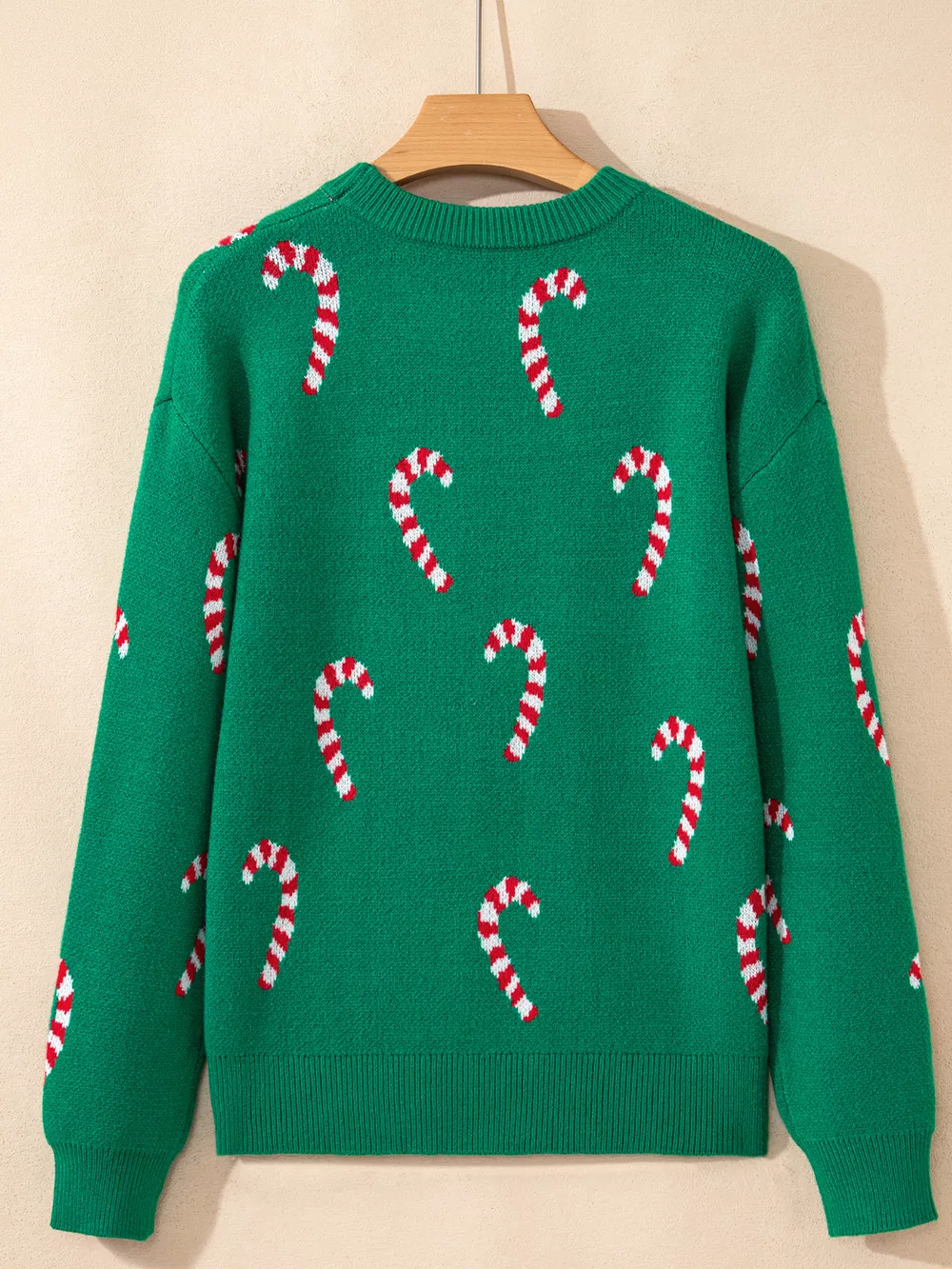 Christmas Candy Cane Holiday Drop Shoulder Sweater, image 10