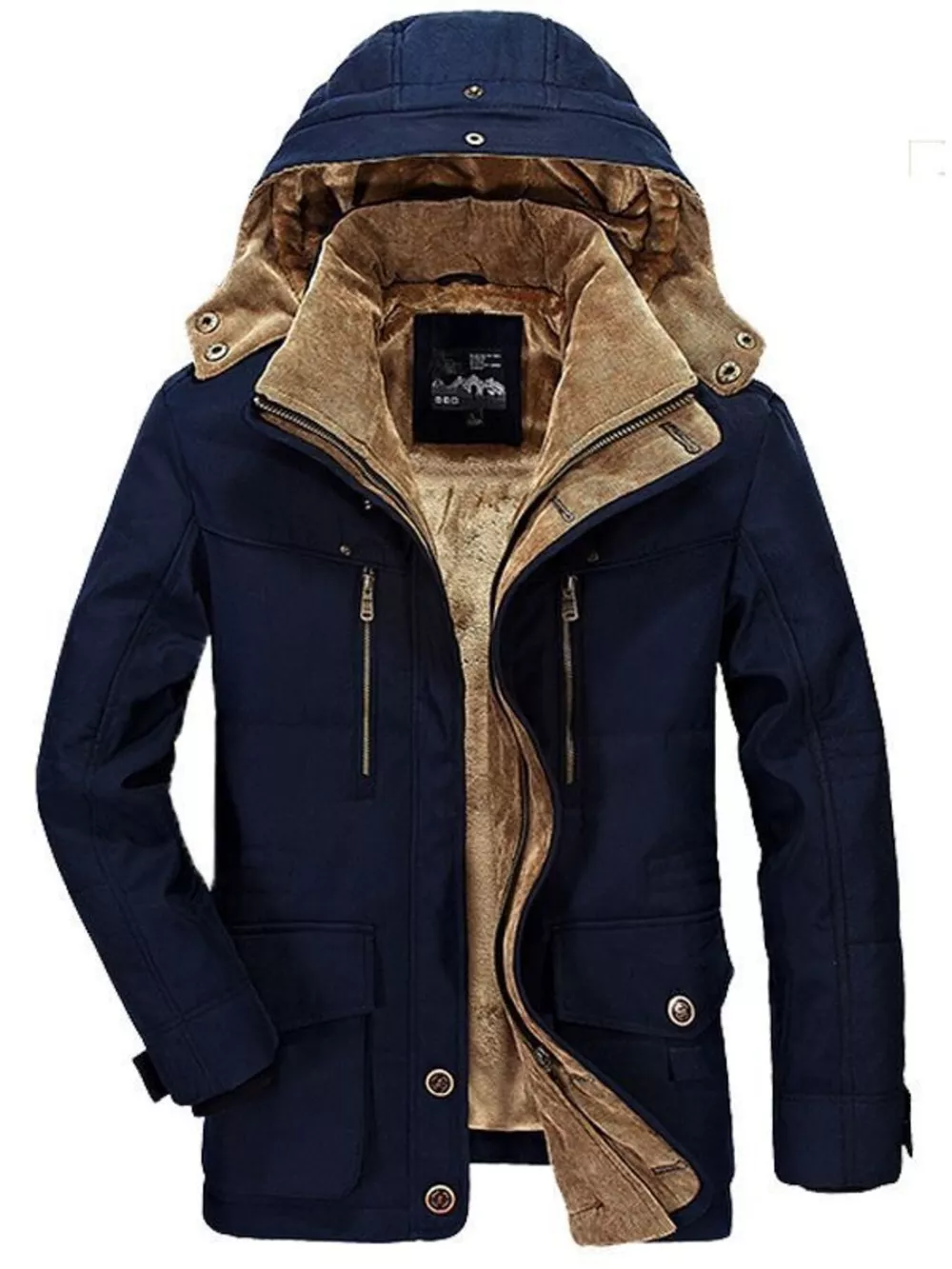 Men's Plus Size Zip Up Hooded Winter Coat, image 3