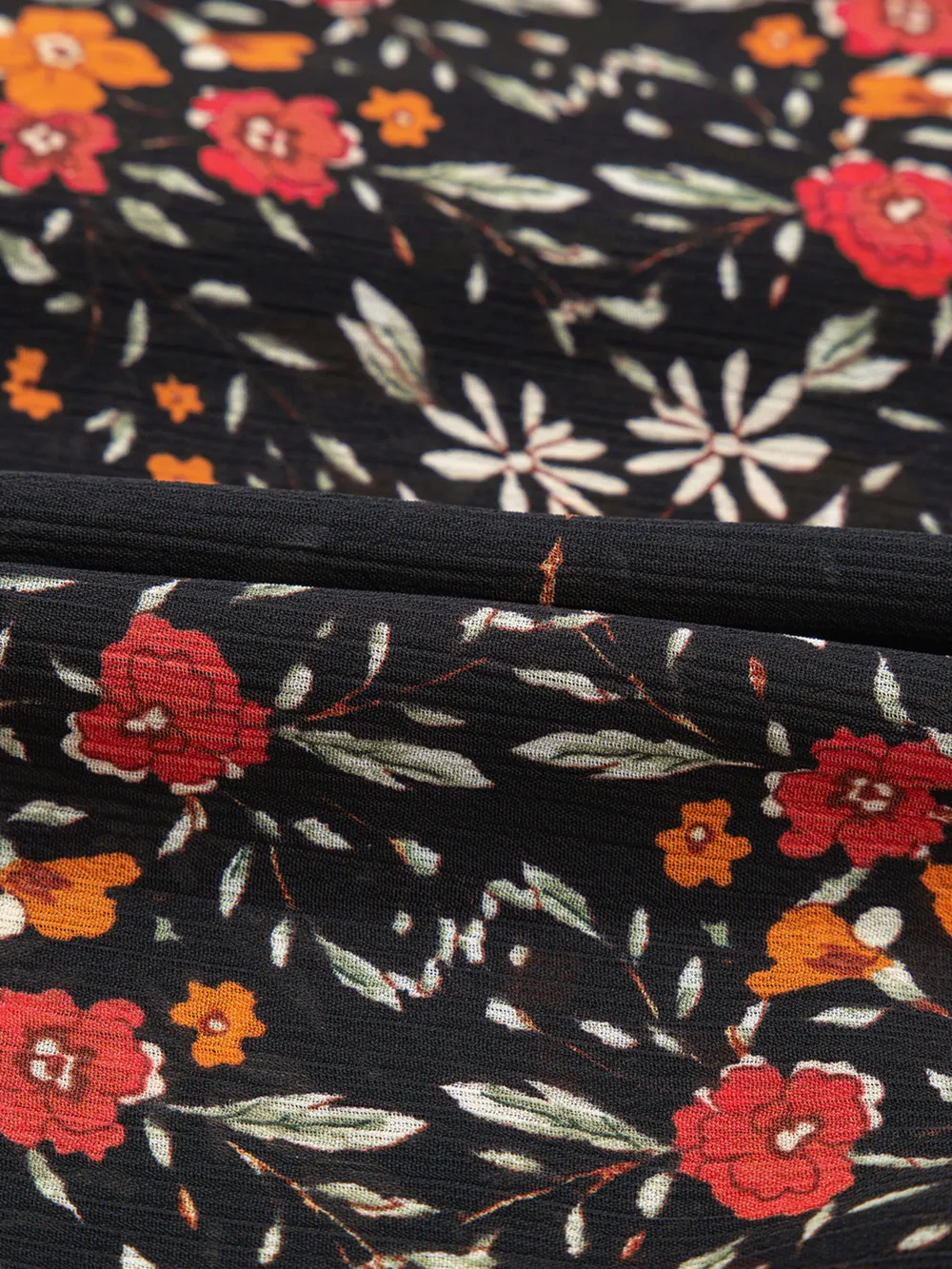 Floral Print Lantern Sleeve Loose Shirt, image 13