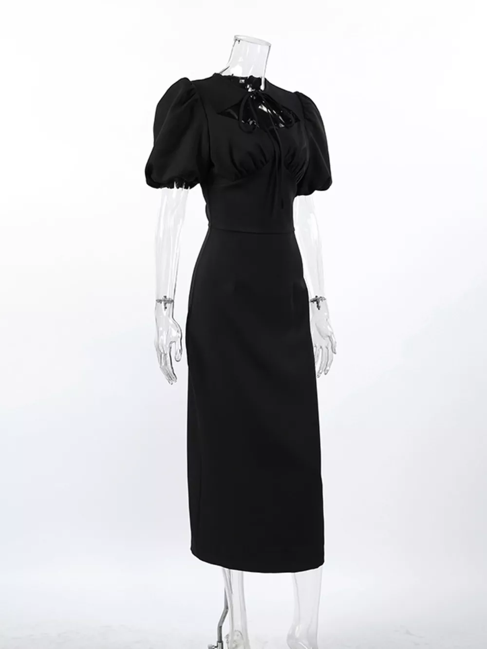 Cutout Front Puff Sleeve Dress, image 8