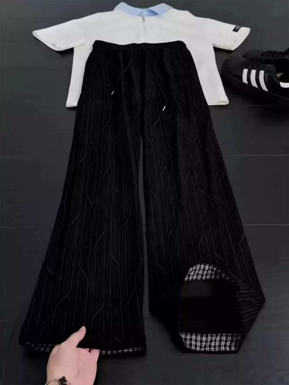 Men's Plus Size Wide-Leg Striped Casual Pants with Drawstring, image 3