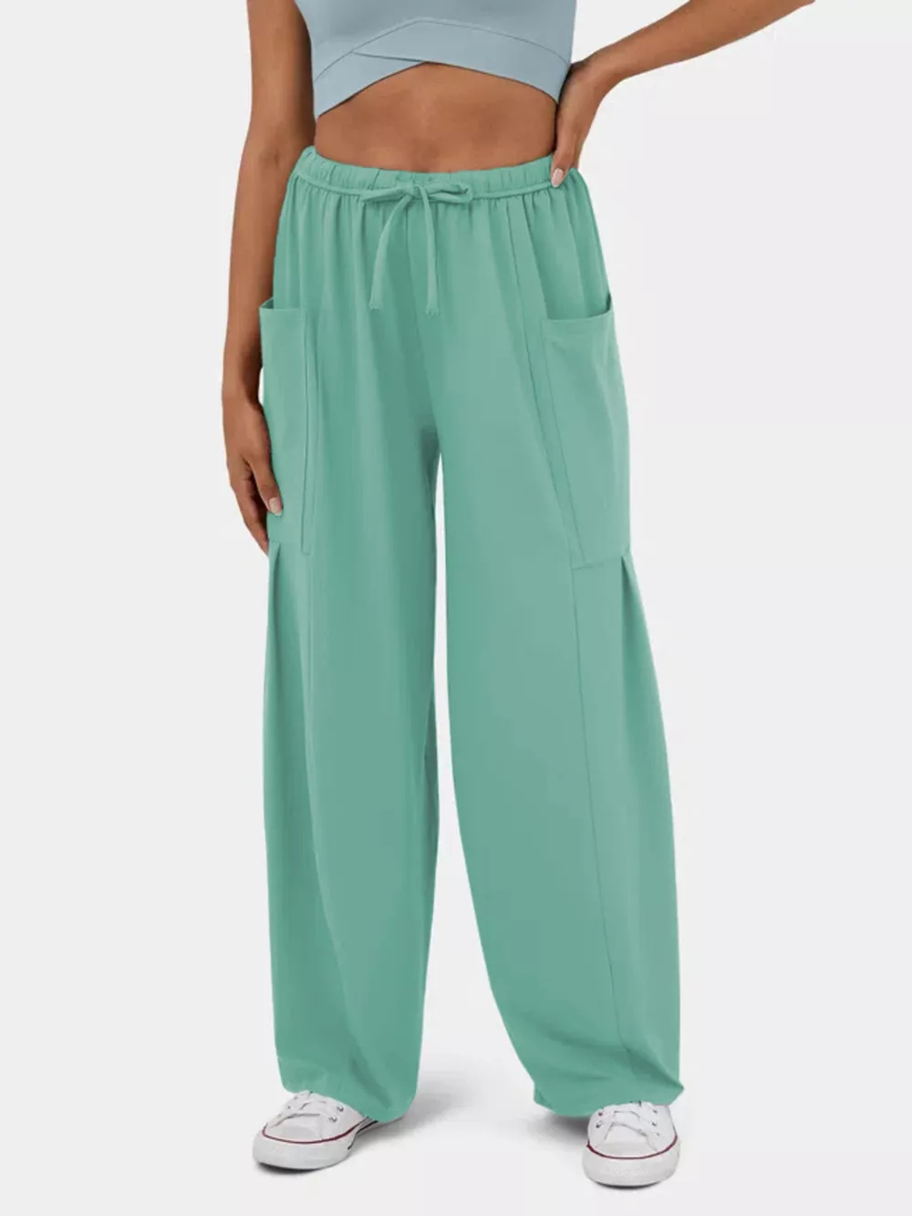 High-Waisted Drawstring Wide-Leg Pants, image 3