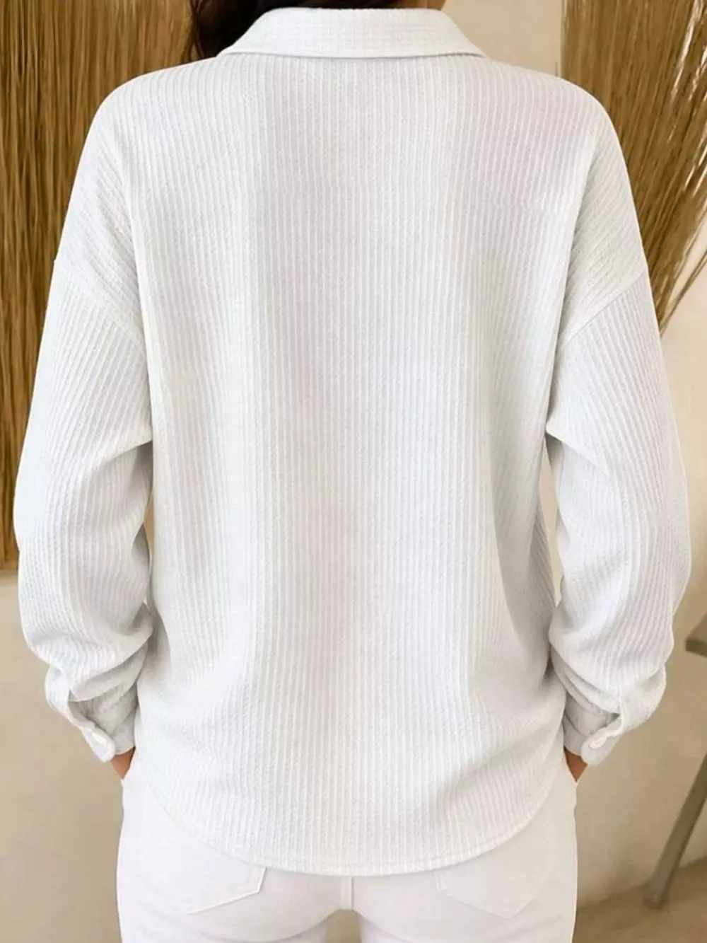 Waffle Knit Button-Down Shirt, image 4