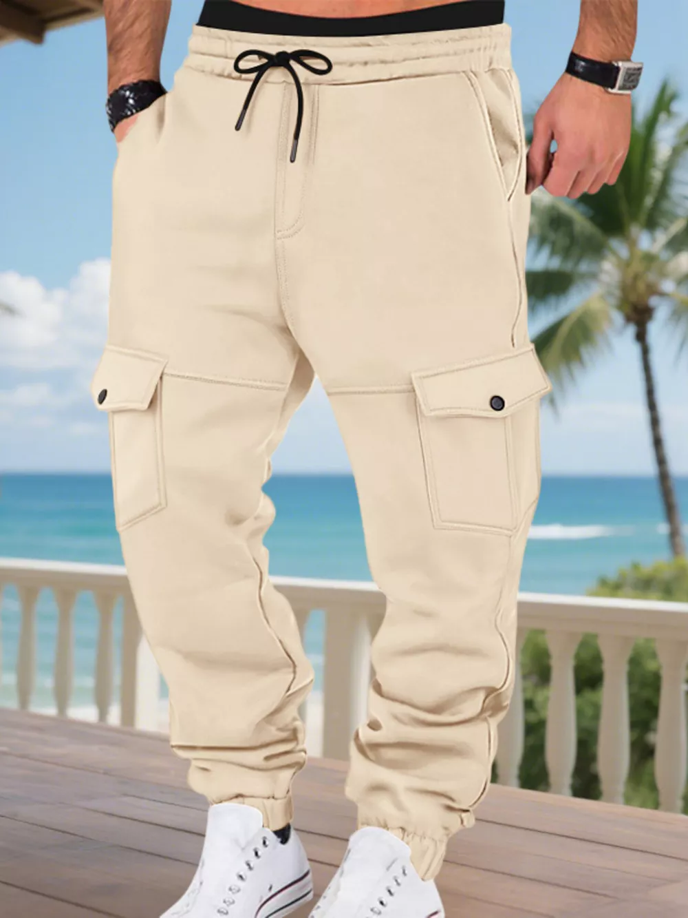 Men's Full Size Cargo Joggers with Multi-Pockets Plus Size, image 3