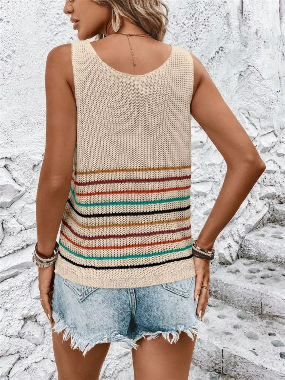 Striped V-Neck Sweater Vest, image 8