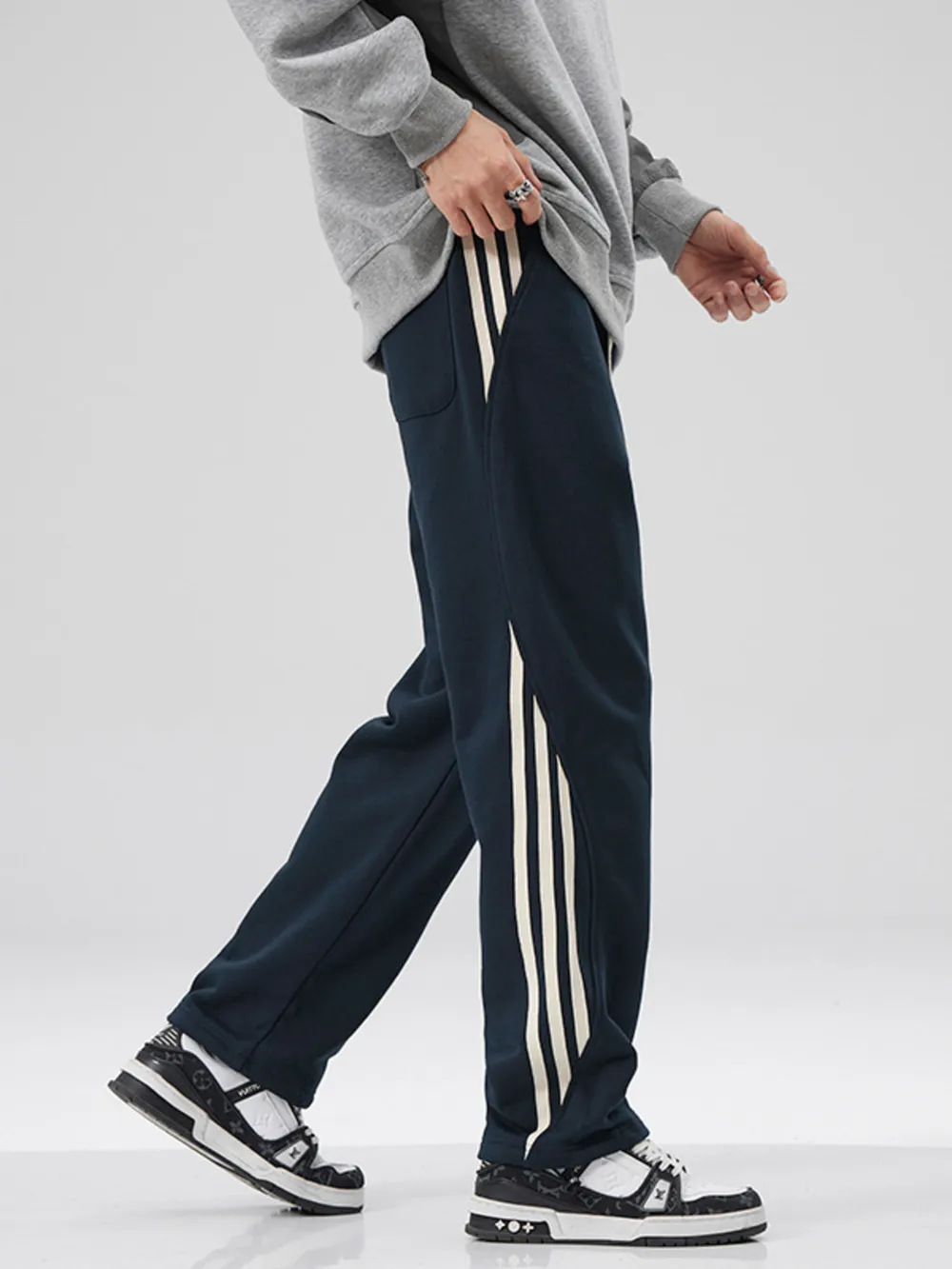 Men's Plus Size Casual Drawstring Side Stripe Pants, image 5