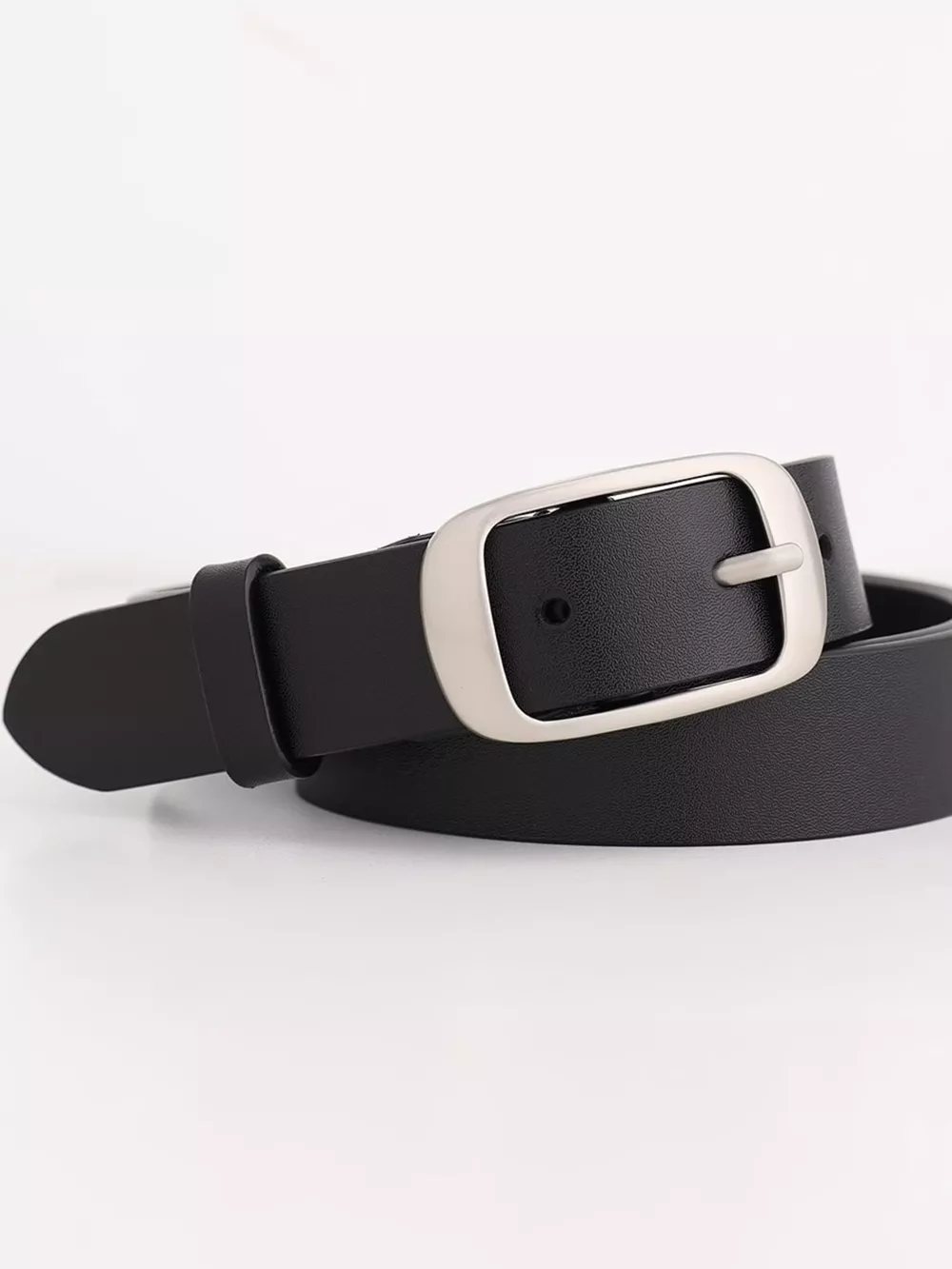 Leather Belt with Silver Buckle, image 6