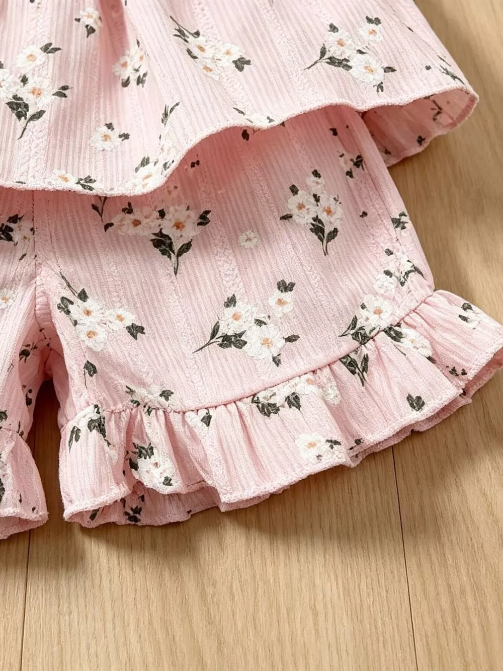 Children's Floral Print Bow Top and Shorts Set, image 4