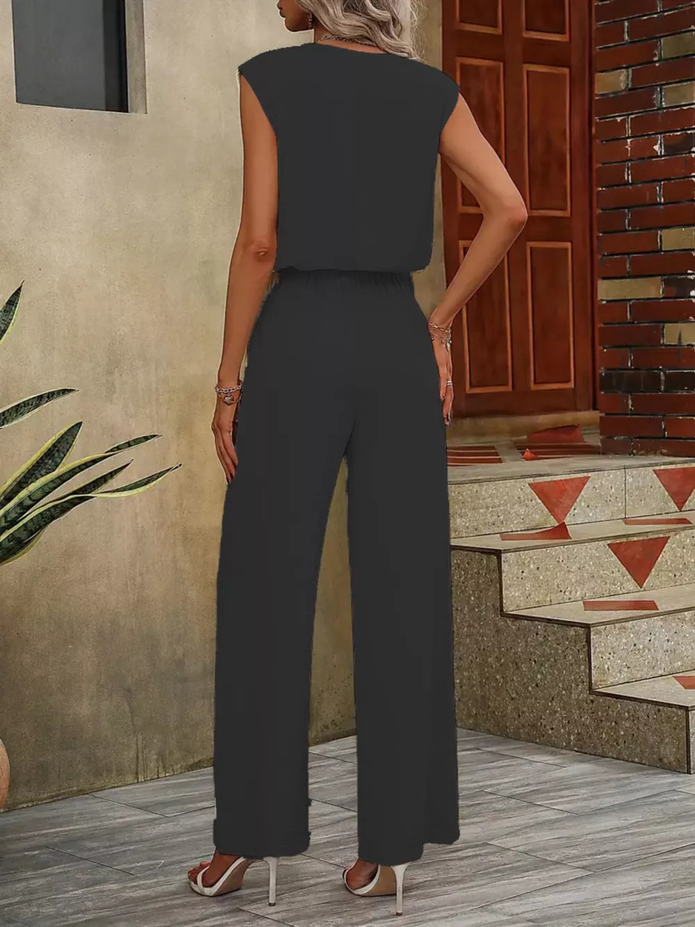 V-Neck Sleeveless Tank and Wide-Leg Pants Set, image 7