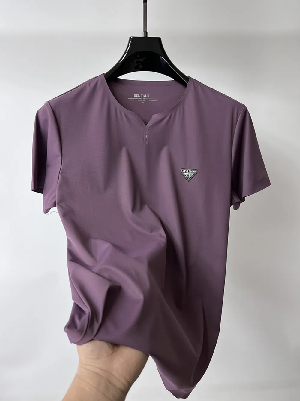Men's Plus Size Notched Short Sleeve T-Shirt, image 2