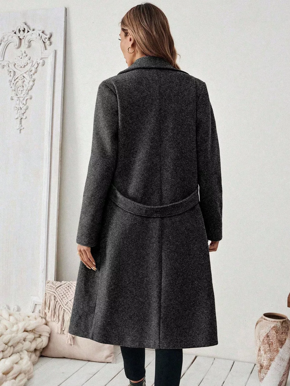 One Button Wool Blend Overcoat, image 11