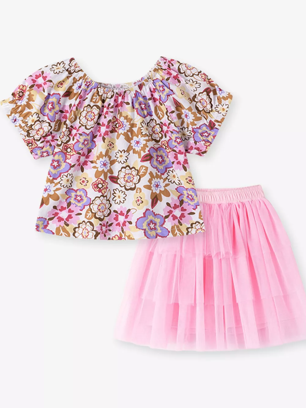 Children's Floral Top and Tulle Skirt Set, image 2